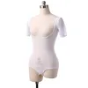 Palco desgaste mulheres senhoras sexy pescoço quadrado sheer malha manga curta collant top transparente bodysuit dança do ventre camisa de fundo