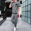 Herren Tracksuits Top Hosen Sets Cool Basic Tracksuit regelmäßig Fit männliche T -Shirt 2 -Stück -Outfit Stretch Sports Anzüge Elastic S Kleidung für Männer 230927