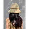 Chapeaux à larges bords Chapeau de paille de protection solaire coréen Femmes vacances d'été Chapeau de seau de couleur contrastée respirant à larges bords