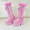 Stivali Nuove donne invernali Stivali da neve Piattaforma Zeppa Tacco alto Pelliccia sintetica Scarpe da donna Donna Peluche caldo antiscivolo Stivali al polpaccio Scarpe gotiche T230927