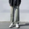 Męskie dżinsy w stylu hip-hopu mężczyźni wiosenna noga z głębokimi kroczkami rozryte paski Streetwear Pockets Stylowe