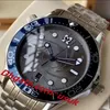 Real po relógio masculino movimento mecânico automático azul cerâmica moldura dial mergulhador 300m 007 james bond relógios masculinos mar inoxidável wri290l