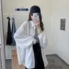 Polos femininos 2023 mulheres camisa oversize verão blusas elegantes para lanterna manga branca de comprimento médio shir casaco túnica