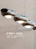 Lampy wiszące długie żyrandol grawerowane nowoczesne minimalistyczne barowe metalowe metalowe restaurację
