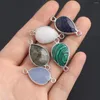 Pendentif Colliers 10 pcs Forme de goutte d'eau Facettes Guérison Crystal Stone Connecteurs Agate Charms Silvery Edge pour faire des bijoux Collier