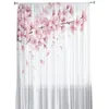 Curtain Pink Flower Cherry Blossoms White Tulle Curtains for Living Room Bedroom Decoration Chiffon Sheer Voile Kitchen Window 230927