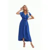 Festklänningar Ruffled V-ringklänning Summer Wrapped Maxi Amazon European och American Cross-Border Women's Wear