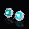 Bagues de cluster Vinregem Luxe 18,5 mm Lab Créé Emerald Paraiba Tourmaline Gemstone Vintage Bague pour femmes Cocktail Fine Bijoux en gros