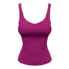 LU-1229 Gym Clothes Women Yoga Vest Sports Breathable Tops Workout Fitness U Back Vest With Removable Cups