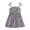 Abiti da ragazza Born Summer Dress Infantile Neonate Vestiti Spaghetti Strap Floral Plaid Casual Ruffle Off spalla Beach 2023