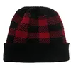 4 cores outono/inverno quente enrolado-bordas xadrez chapéu de lã natal rabo de cavalo chapéu de malha feminino quente casual chapéu