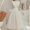 Casual Dresses Women's Summer Dress 2023 Three-Dimensional Floating Flower Flanged White Long