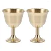 Vingglasögon 2st mässing Chalice Cup Goblet Drinking Beverage Tumbler Cups Lamp Holder Metal Liquor for Party Home295f