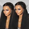 ヘッドウェアアクセサリーYwigs Peruian Front for Black Women Kinky Straight HD Frontal Yaki Lace Human Hair Wigs217z