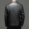 Men's Leather Faux YN2335 Spring and Autumn Genuine Polo Mock Neck Jacket Fashion Slim Sheepskin Coat Black Grey Husband Gift Youth 230927