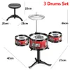 Learning Toys Jazz Drum Set for Kids 5 Drums / 3 Drums with Small Stool Drum Stick Set Music Instrument Educational Toys for Beginners Gifts 230926