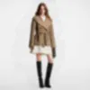 Женское дизайнерское полушерстяное пальто осень/зима, новое классическое двубортное короткое пальто с капюшоном и запахом FBJH