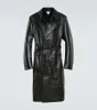 Men's Trench Coats Mid Length Leather Coat For Business Commuting Handsome Trendy Windbreaker