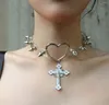 Pendant Necklaces Punk Thorn Cross Collar Choker Rivet Leather Subculture Y2k Millennium Spice Girl Personality Neck Ring