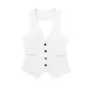 Womens Vests TRAF Vest Linen Sleeveless Suit Coat for Women Autumn Korean Fashion Female Black White Top 230927