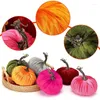 Decorative Flowers 10cm Halloween Pumpkin Ornament Handmade Velvet Pumpkins Soft Stuffed Foam Harvest Thanksgiving Centerpiece Decorations