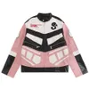 Pelle da uomo in ecopelle punk giacca in pelle da uomo streetwear hip hop harajuku giacche oversize cappotto con zip ricamo patchwork giacca in pelle allentata Y2K 230927