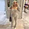 Autumn Jumpsuits For Women New Sexy Backless Strap Hanging Neck Knitted Long Sleeve Slim Fit OnePiece Pants Rompers For Woman