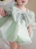Платья для девочек Селадоново-зеленое расшитое бисером детское платье с цветочным принтом Orgenza для свадьбы с бантом, торжественное бальное платье на день рождения для маленьких детей, От 8 месяцев до 12 лет для девочек