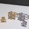 Van-Clef Arpes Ring Designer Women Original Quality Shicened 18k Gold Ring Ring Strains مليئة بالماس العشب الماسي