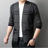 DESINGERファッションメンズニットカーディガンスリムフィッティングストライプニットマッチング色の温かいセーターメンカジュアルトレンディコートプルスサイズジャケット男性服コート
