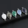 Pendentif Colliers 10 pcs Forme de goutte d'eau Facettes Guérison Crystal Stone Connecteurs Agate Charms Silvery Edge pour faire des bijoux Collier