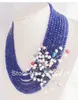 Collier ras du cou incroyable avec chaîne en cristal bleu, bijoux de mariage classique