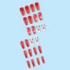 Faux ongles 24pcs brillant presse-on ongles blanc rouge thème de Noël artificiel réutilisable pour les femmes et le salon de fille