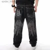 Jeans da uomo Uomo Jeans larghi larghi Hiphop Skateboard Pantaloni denim Street Dance Hip Hop Rap Pantaloni neri maschili Taglia cinese 30-46 L230928