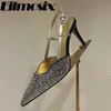 Klänningskor Luxury Pointed Toe Runway Women 2023 Grunt Bling Crystal Sexy Thin Heels Party 230927