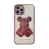 New Hot Sale Luxury 3D Plating Violent Bear Phone Case For iPhone 14 13 Pro MAX 12 11 Cartoon Transparent TPU Shockproof Cover