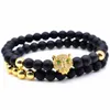 Charm leopard head two in one Bracelet Strands 6 mm black natural agate beads sin bead man Du Jinzhu273S