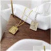 Other 925 Sterling Sier Rose Flower Necklaces Simple Geometric Square Pendant Necklace For Women Joyas De Plata Jewelry Jewelry Neckla Dhrj6