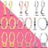 Orecchini a cerchio in argento sterling 925, oro rosa, ape, fiore, farfalla, zirconi blu, gioielli scintillanti