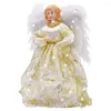 Christmas Decorations Glowing Tree Topper Feather Wing Angel Doll Reusable With Long Gown Dress Elegant