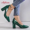 Dress Shoes Aphixta Luxury Rhinestone Pearl Chain 7cm Chunky Heels Pumps Women Shoes String Bead Pointed Toe Bling Crystals Pumps 230927