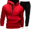 Herrspårsperioder Män trackdräkt Män 2 stycken Set Sweatshirt Sweatpants Sportswear Zipper Hoodies Casual Herrkläder Ropa Hombre Size S-4XL 230927