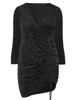 Plus Size Jurken Elegante Lente Herfst Ruches Wikkeljurk Vrouwen Lange Mouw Zwart Glitter Bodycon Schede Party 7XL