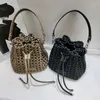 Bolsos de noche Bolso tejido de alta calidad Lady Hombro Cordón Cubo Marca Diseñador Bolso de cuero genuino