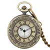 Pocket Watches Classic Bronze Cover Watch For Men Half-hollow With Roman Numerals Dial Women Pendant