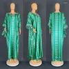 Ethnic Clothing Autumn Elegant 2023 Short Sleeve V-neck Orange Green Long Dress Muslim Fashion Abaya African Dresses For Women