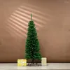 Juldekorationer 150/180 cm Artificial Pencil Tree With Metal Stand Green Xmas Pine Slim Flocked Snow Fir Home Office Party Decor