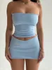 Werkjurken Clinkly elegant sexy strapless effen crop top en rok 2-delige set outfits voor dames mode bijpassende sets