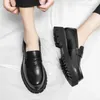 Dress Shoes Platform Shoes Loafers Shoes Men Thick-soled Wedding Shoes Black Formal Business Shoes Slip-on Leather Increase Casual Shoes 230926