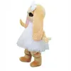 White Dress Easter Bunny Rabbit Mascot Costume Adult Size Cartoon Anime theme character Carnival Unisex Dress Christmas Fancy Performance Party Dress